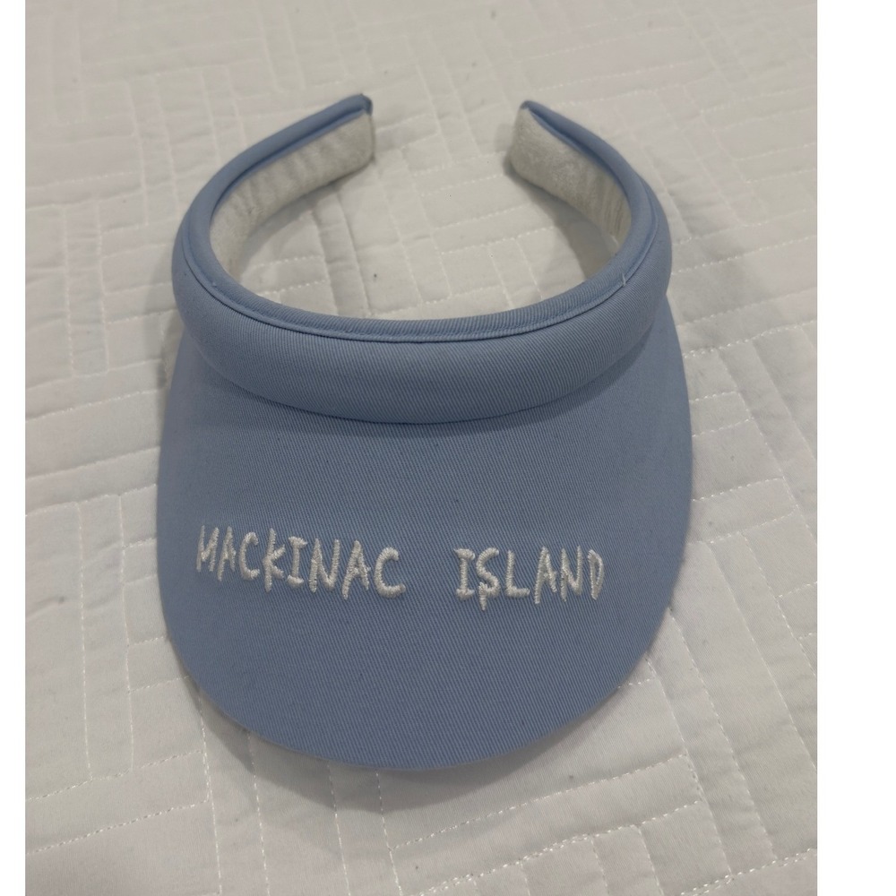 J Hats Mackinac Island Blue Embroidered Clip On Sun Visor Hat